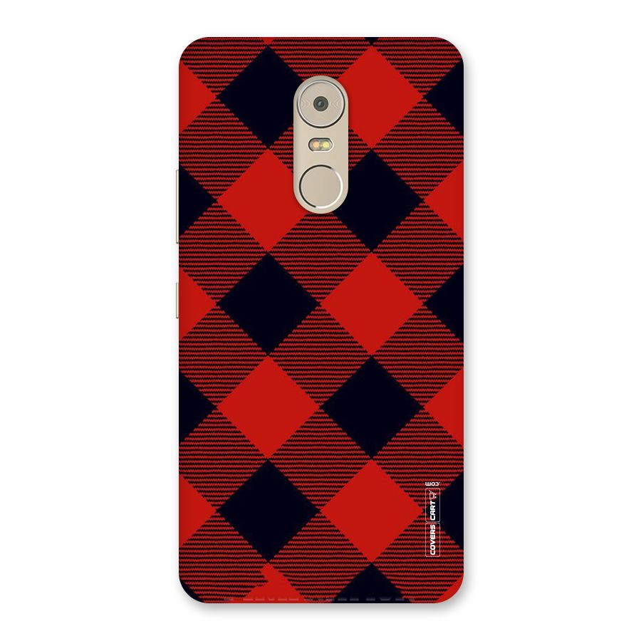 Red Diagonal Check Back Case for Lenovo K6 Note