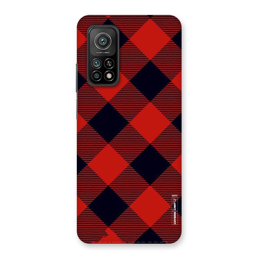 Red Diagonal Check Back Case for Mi 10T Pro 5G