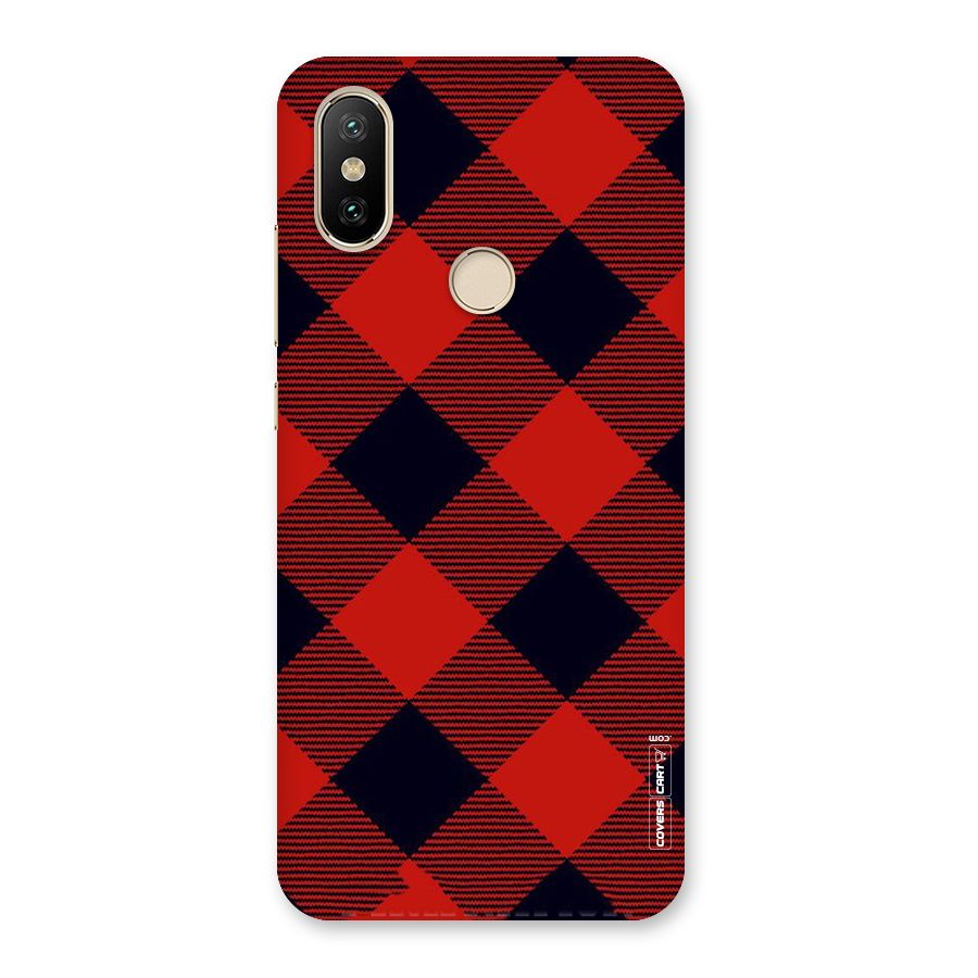 Red Diagonal Check Back Case for Mi A2