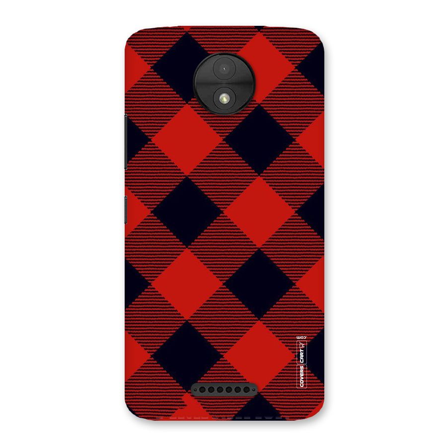 Red Diagonal Check Back Case for Moto C