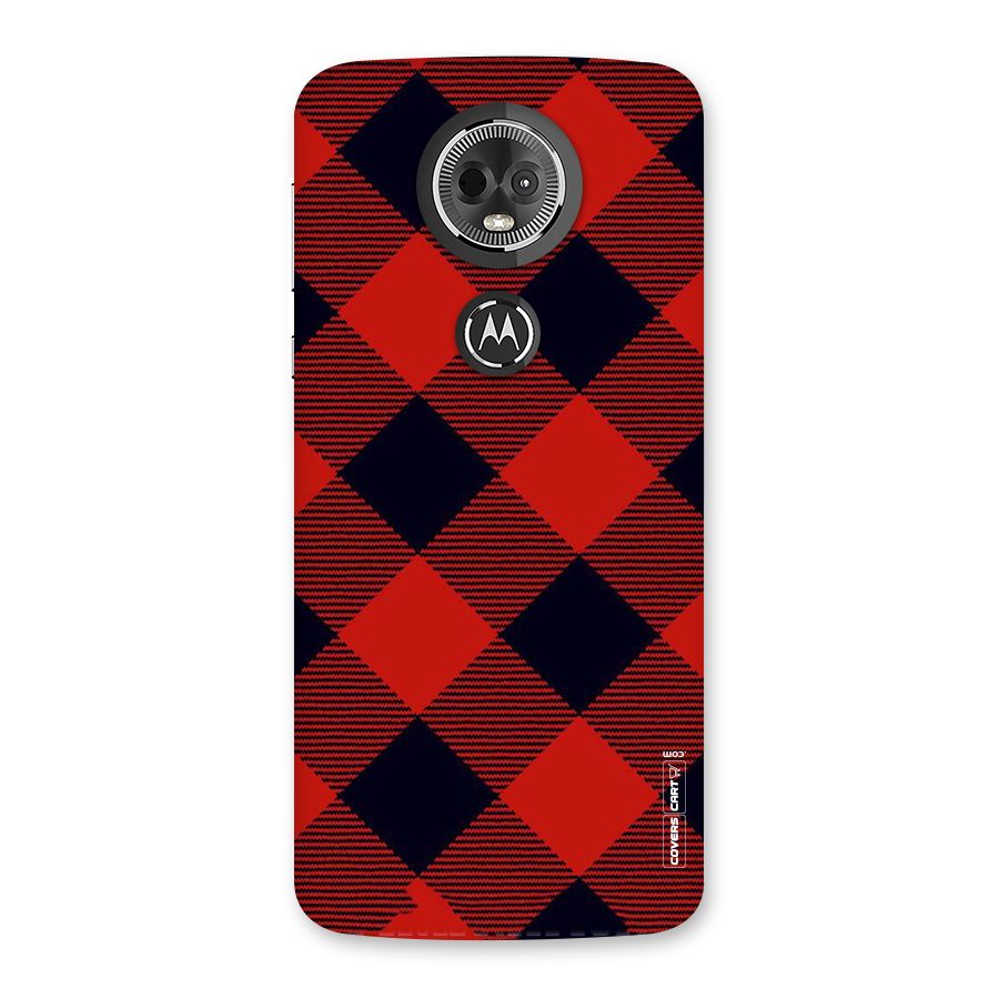 Red Diagonal Check Back Case for Moto E5 Plus