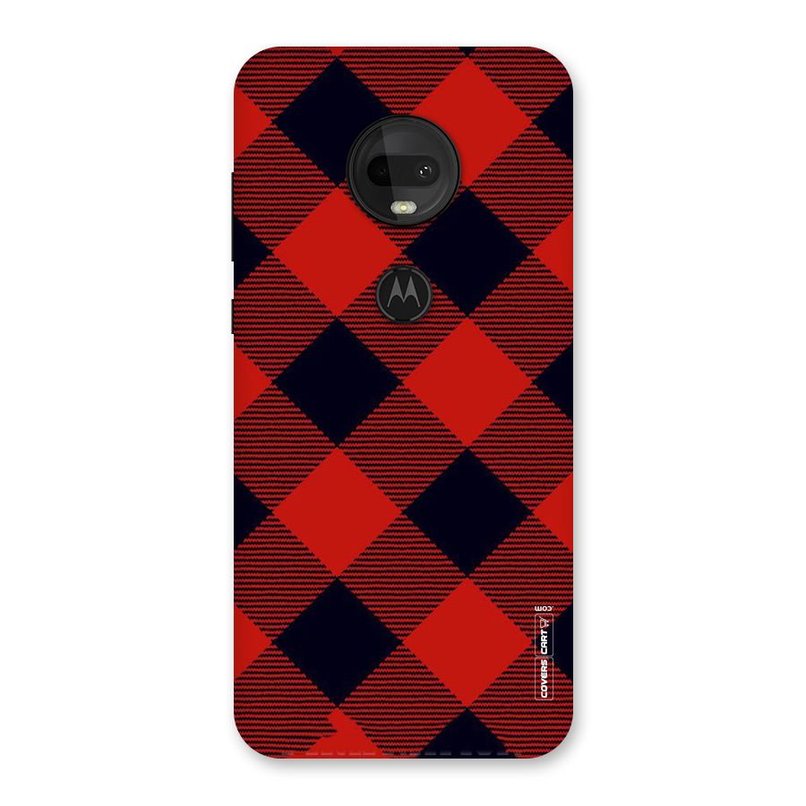 Red Diagonal Check Back Case for Moto G7