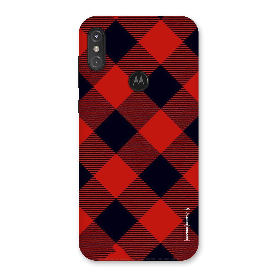 Red Diagonal Check Back Case for Motorola One Power