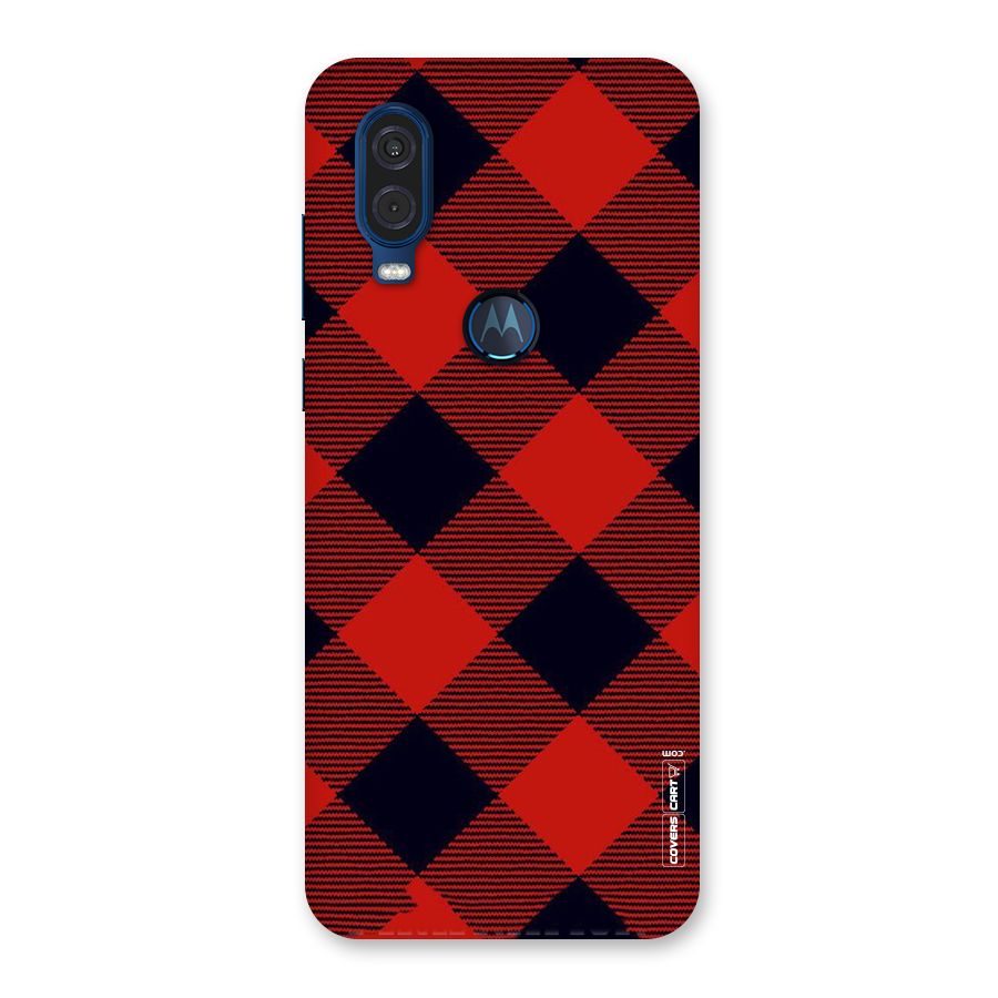 Red Diagonal Check Back Case for Motorola One Vision