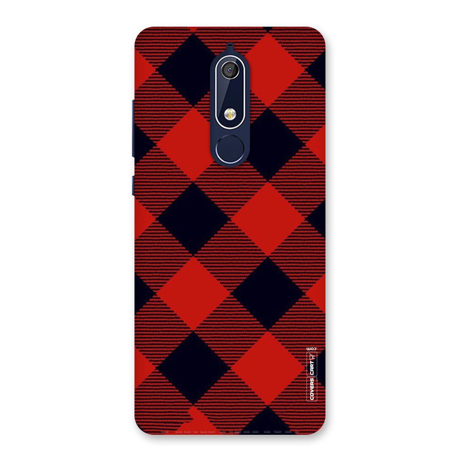 Red Diagonal Check Back Case for Nokia 5.1