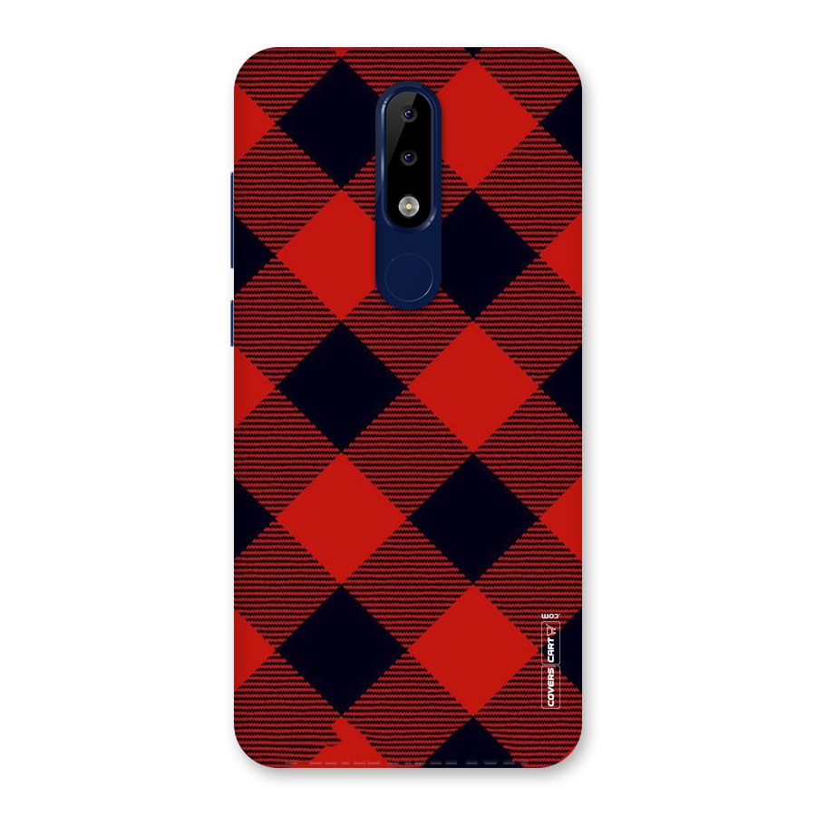 Red Diagonal Check Back Case for Nokia 5.1 Plus