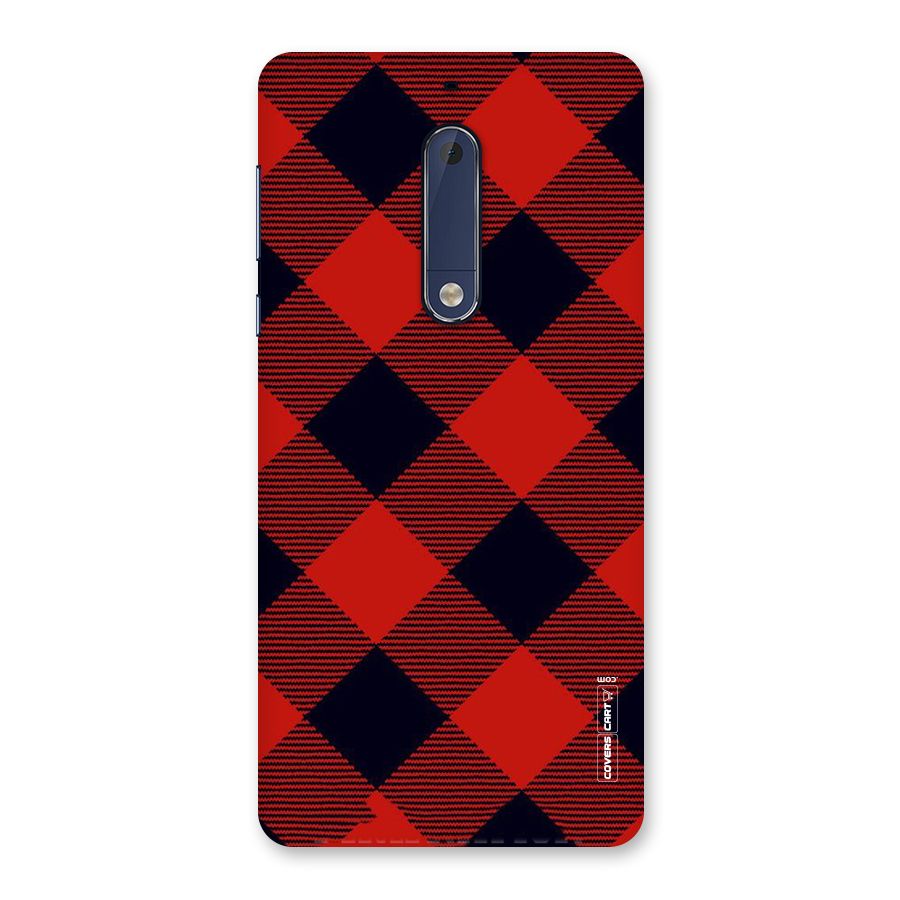 Red Diagonal Check Back Case for Nokia 5