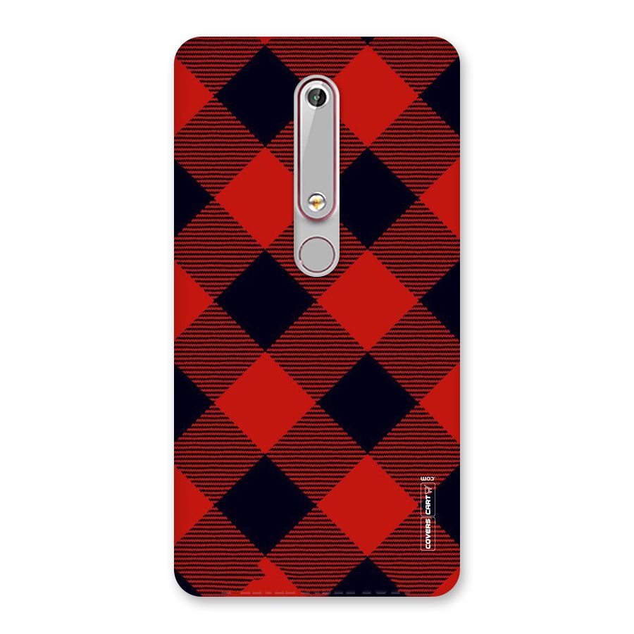 Red Diagonal Check Back Case for Nokia 6.1