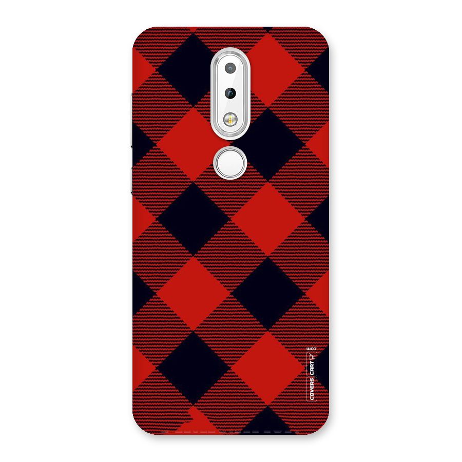 Red Diagonal Check Back Case for Nokia 6.1 Plus