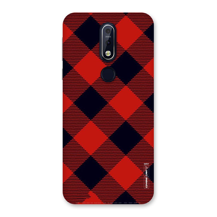 Red Diagonal Check Back Case for Nokia 7.1