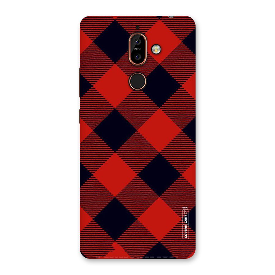 Red Diagonal Check Back Case for Nokia 7 Plus