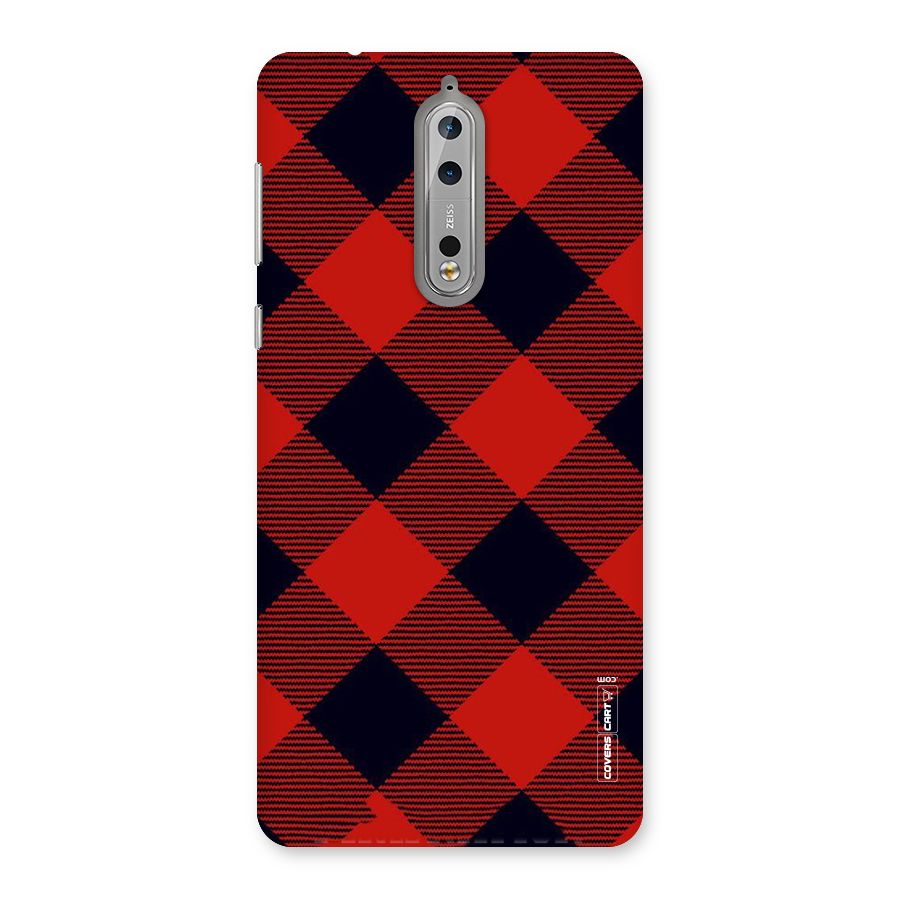 Red Diagonal Check Back Case for Nokia 8