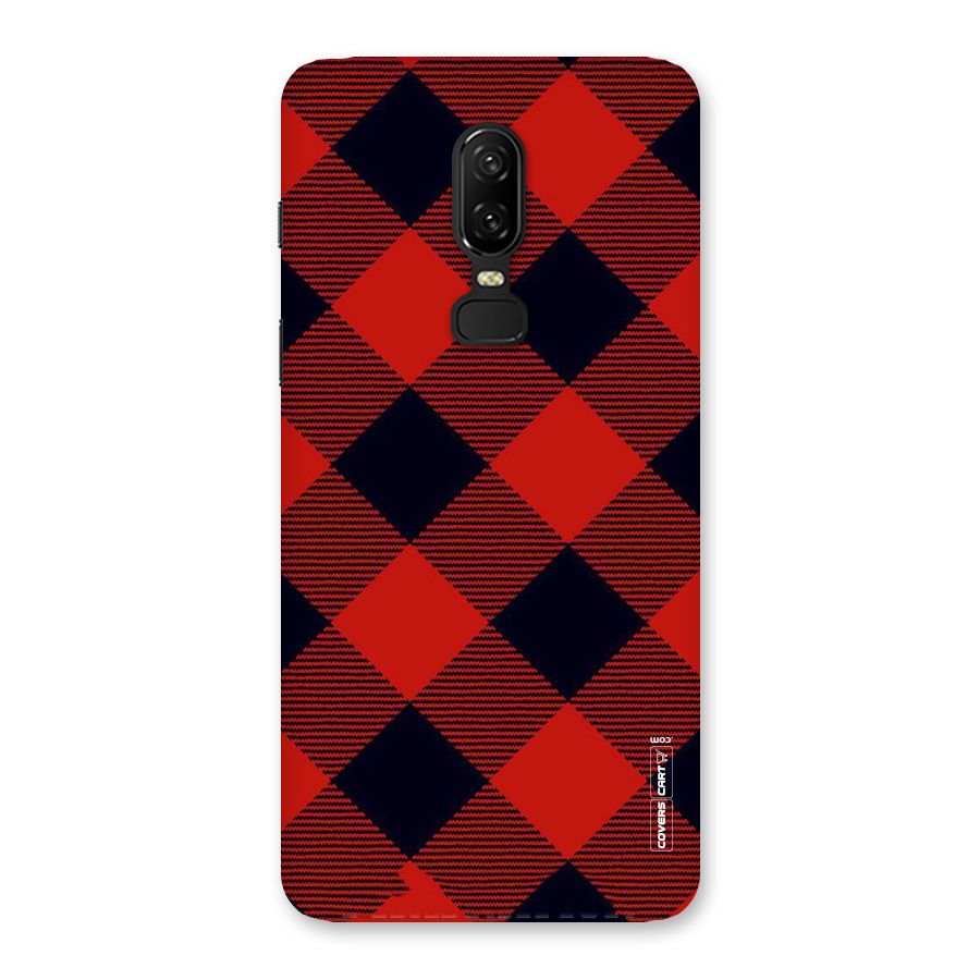 Red Diagonal Check Back Case for OnePlus 6