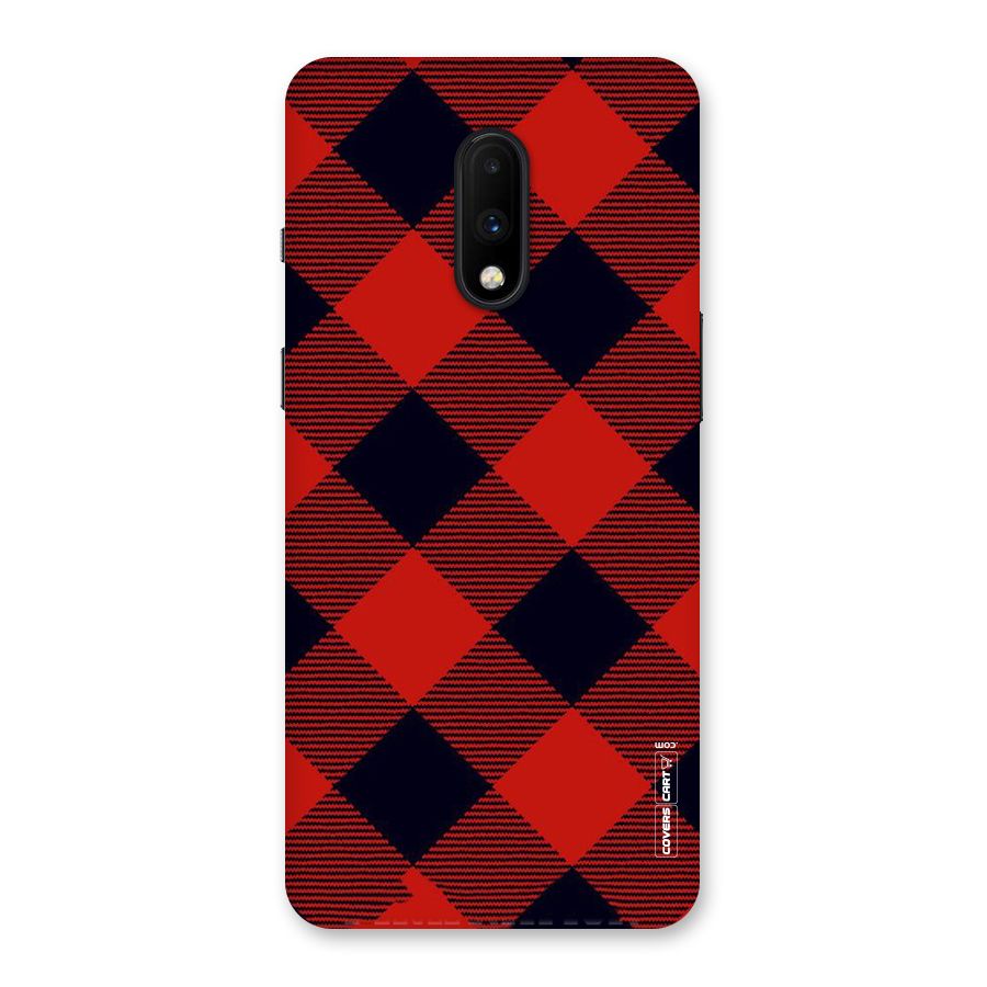 Red Diagonal Check Back Case for OnePlus 7