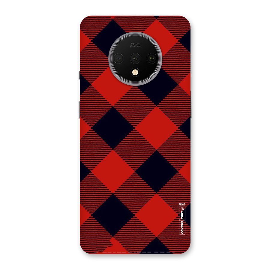 Red Diagonal Check Back Case for OnePlus 7T
