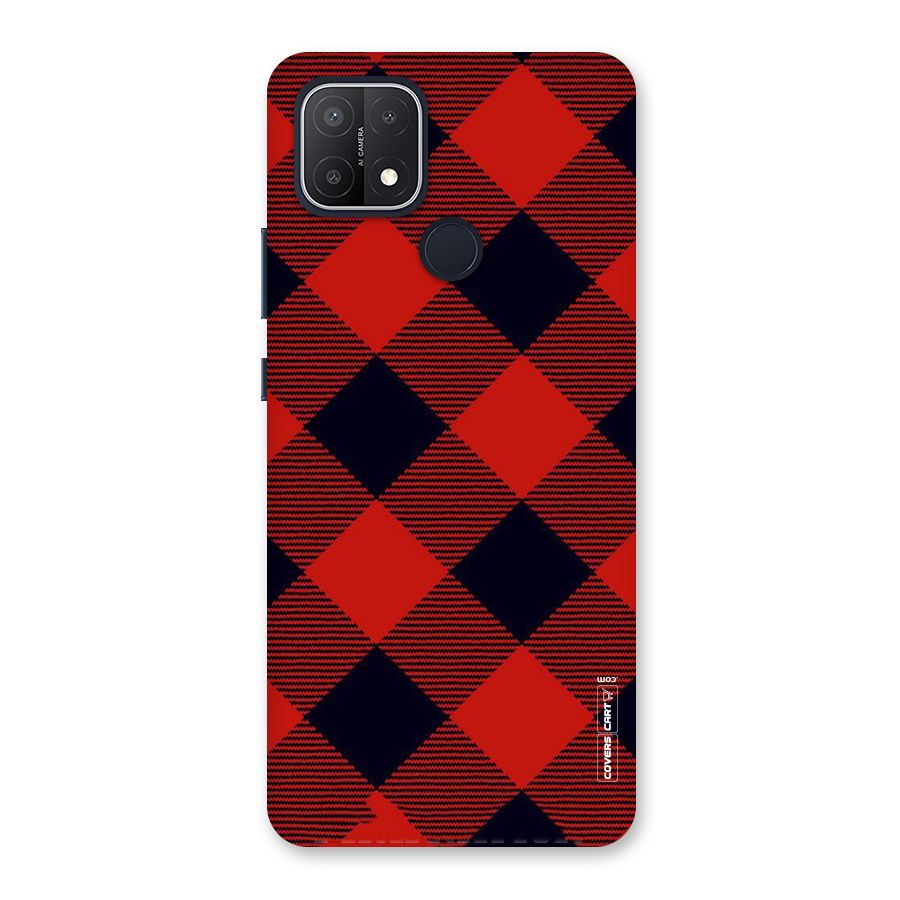 Red Diagonal Check Back Case for Oppo A15