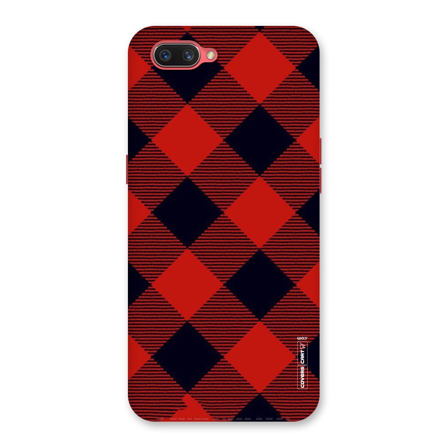 Red Diagonal Check Back Case for Oppo A3s