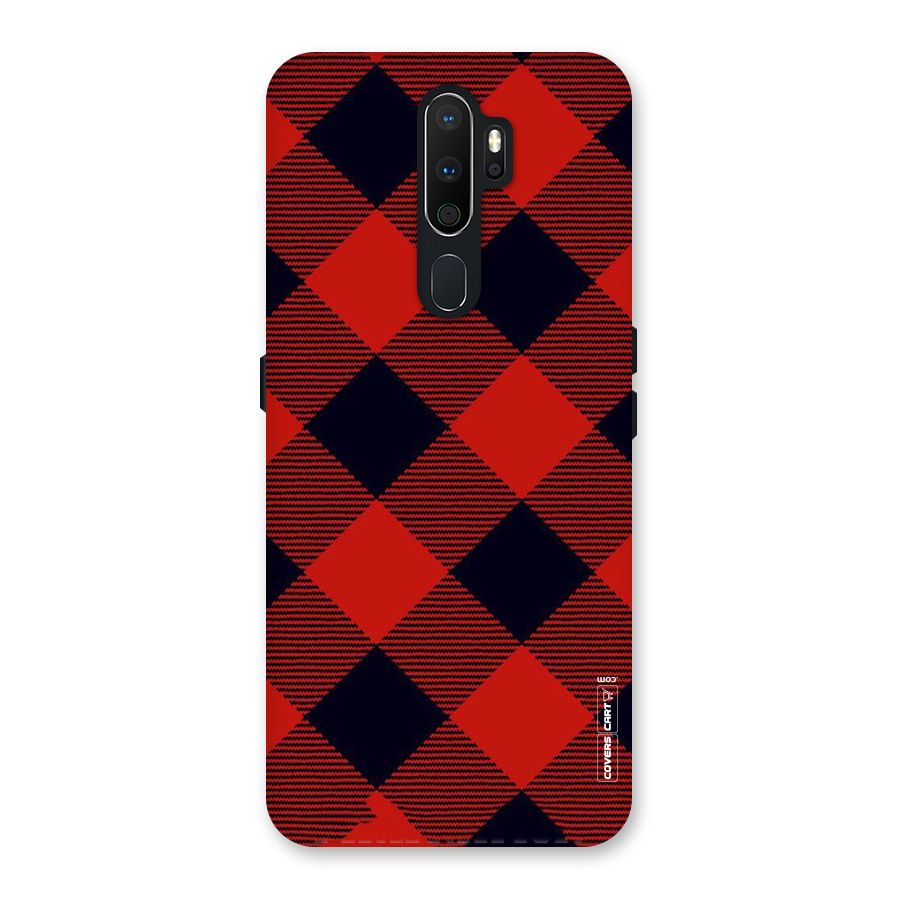 Red Diagonal Check Back Case for Oppo A5 (2020)