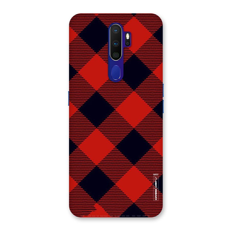 Red Diagonal Check Back Case for Oppo A9 (2020)