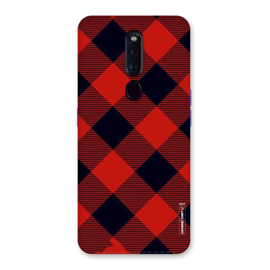 Red Diagonal Check Back Case for Oppo F11 Pro