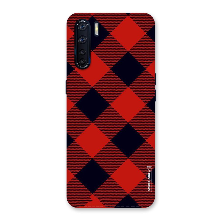 Red Diagonal Check Back Case for Oppo F15