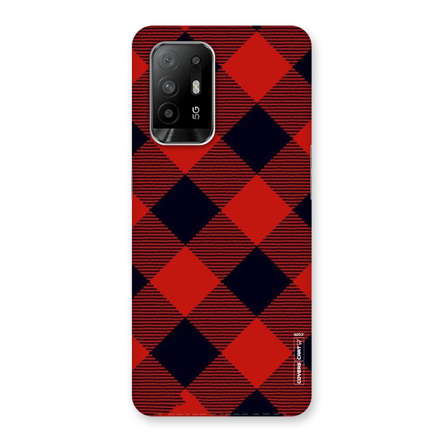 Red Diagonal Check Back Case for Oppo F19 Pro Plus 5G
