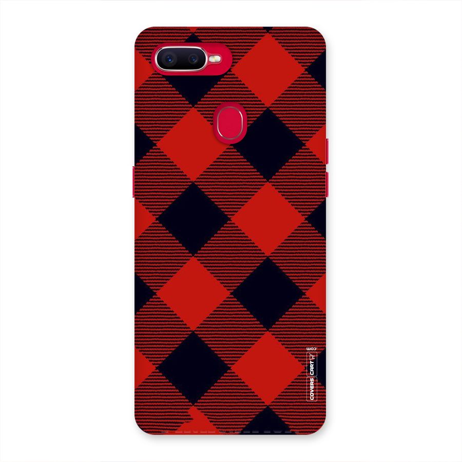 Red Diagonal Check Back Case for Oppo F9 Pro