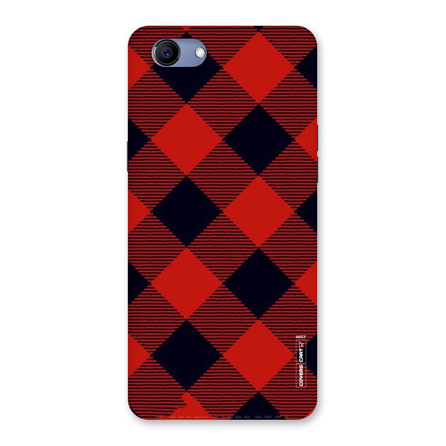 Red Diagonal Check Back Case for Oppo Realme 1