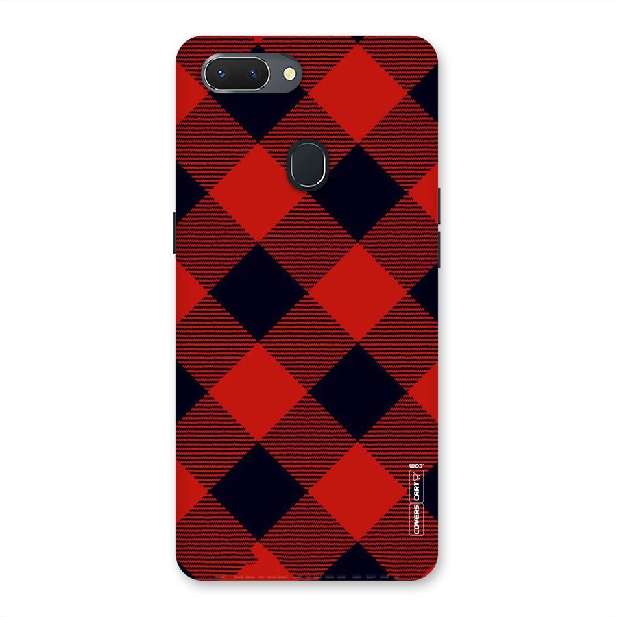 Red Diagonal Check Back Case for Oppo Realme 2
