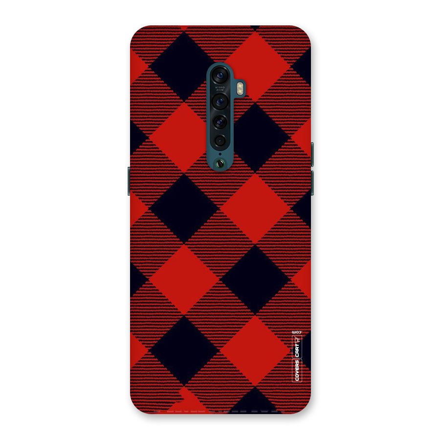 Red Diagonal Check Back Case for Oppo Reno2
