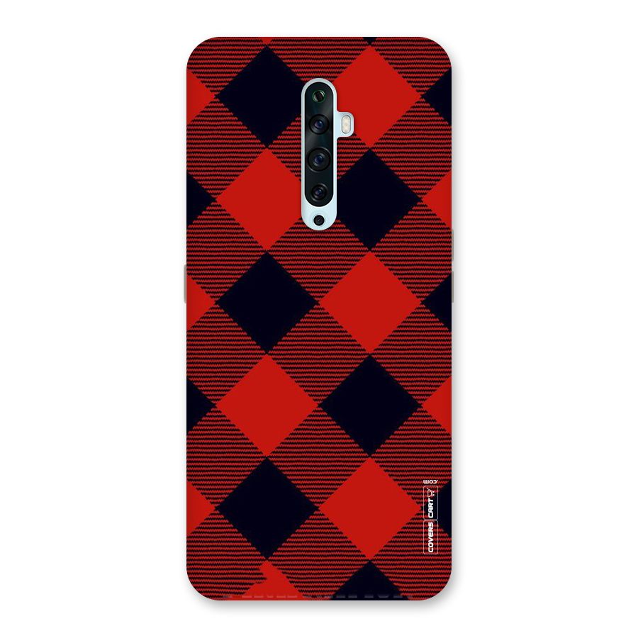 Red Diagonal Check Back Case for Oppo Reno2 Z