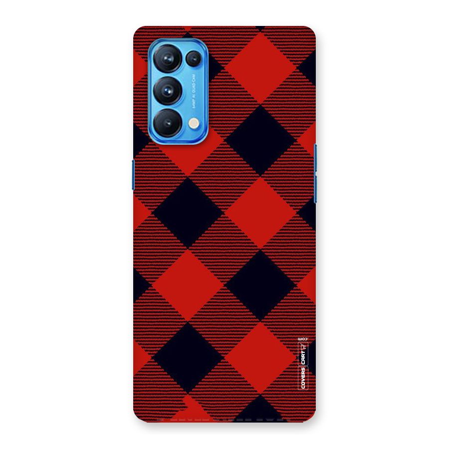 Red Diagonal Check Back Case for Oppo Reno5 Pro 5G