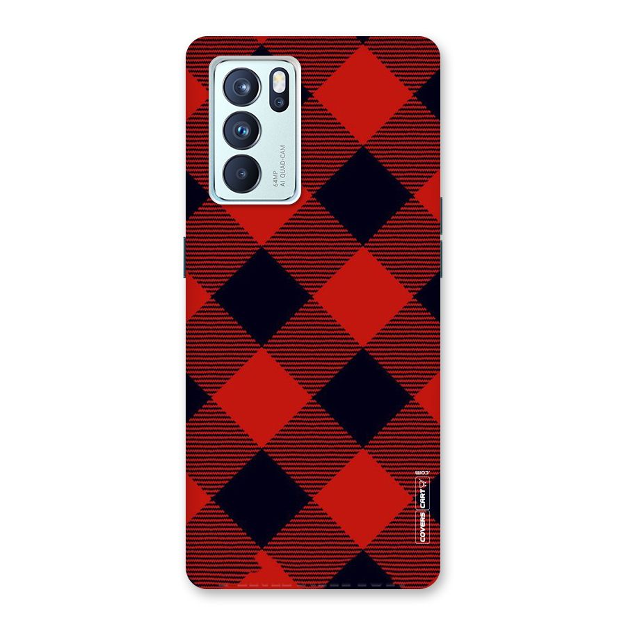 Red Diagonal Check Back Case for Oppo Reno6 Pro 5G