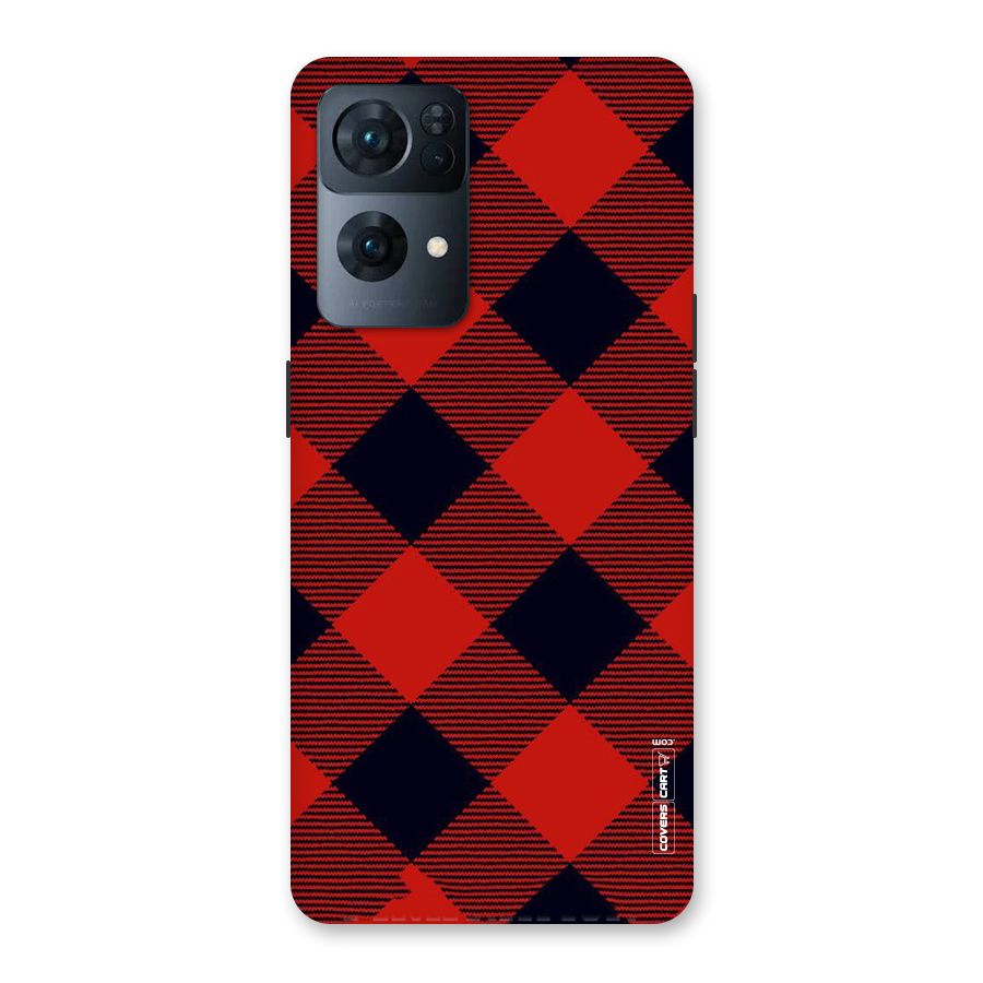 Red Diagonal Check Back Case for Oppo Reno7 Pro 5G
