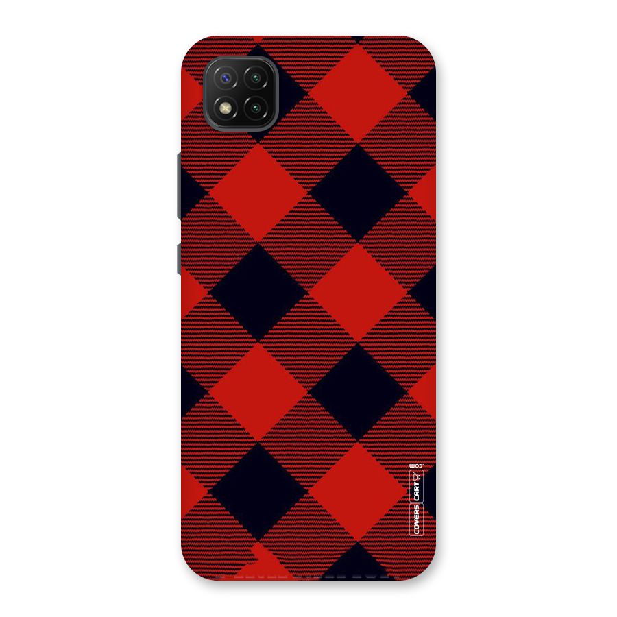 Red Diagonal Check Back Case for Poco C3