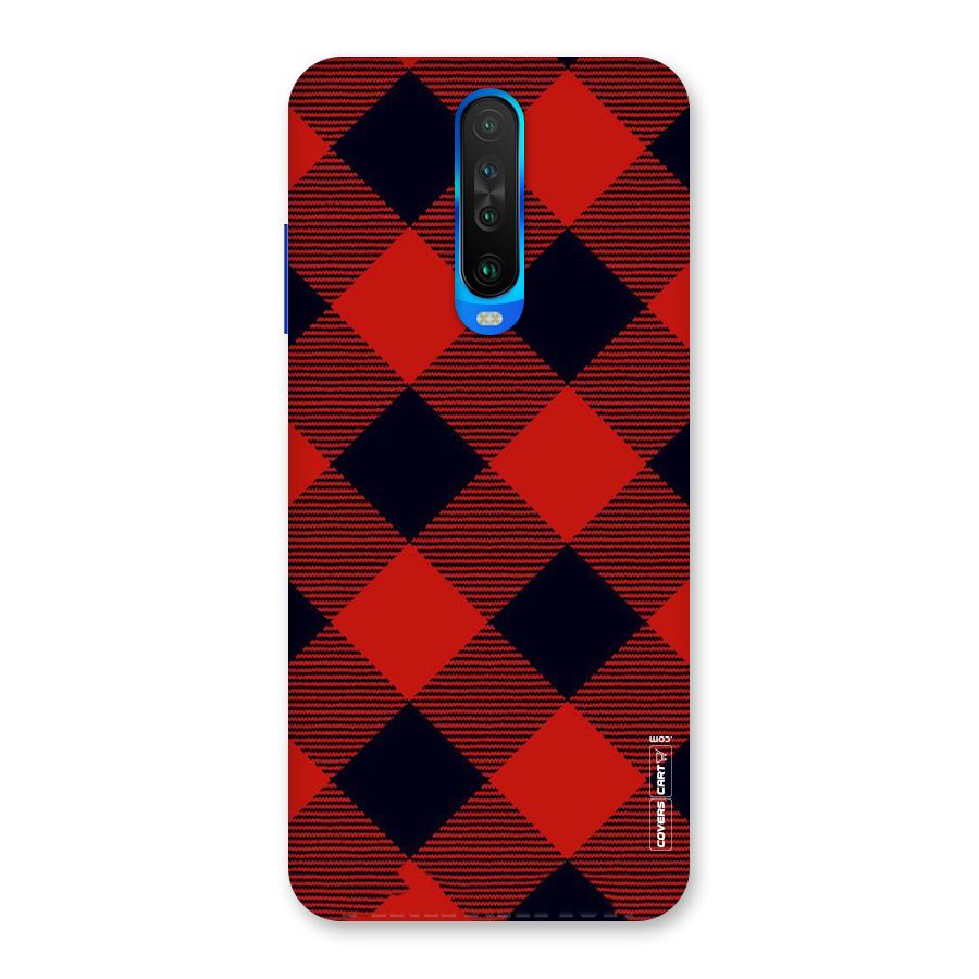 Red Diagonal Check Back Case for Poco X2