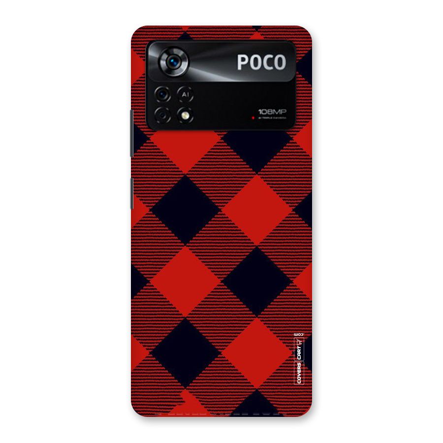 Red Diagonal Check Back Case for Poco X4 Pro 5G