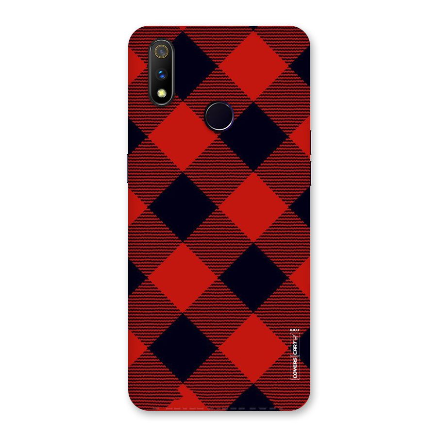 Red Diagonal Check Back Case for Realme 3 Pro