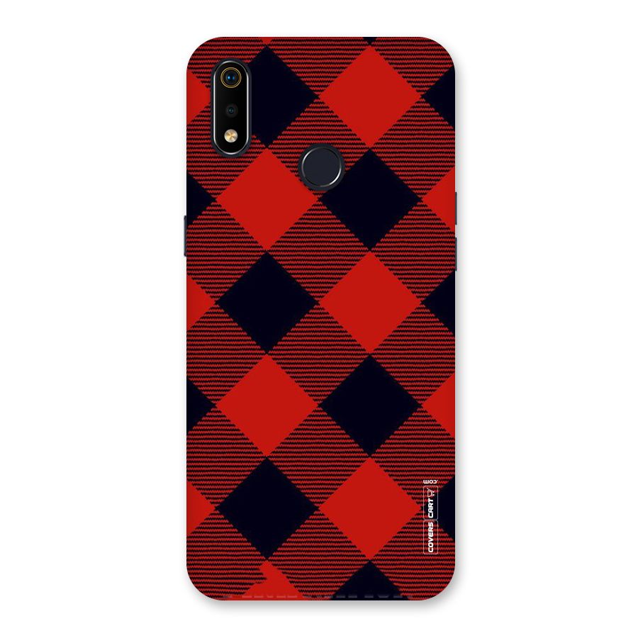 Red Diagonal Check Back Case for Realme 3i