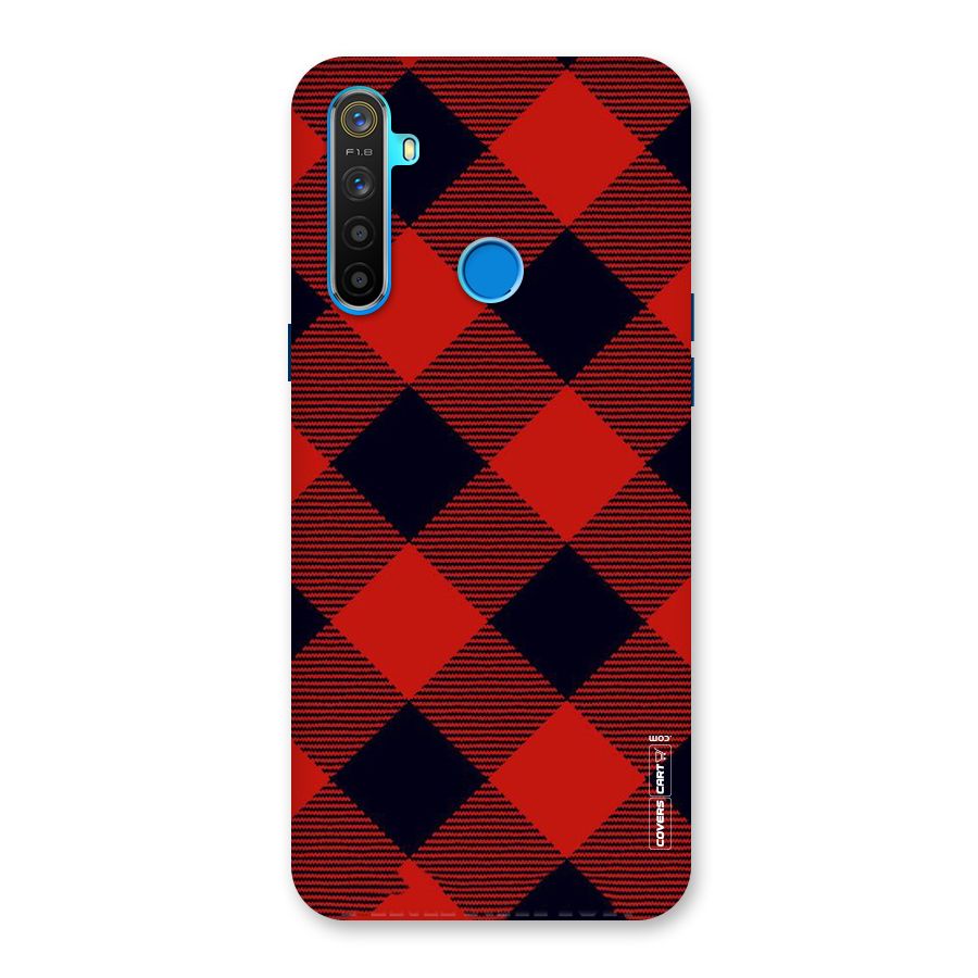 Red Diagonal Check Back Case for Realme 5