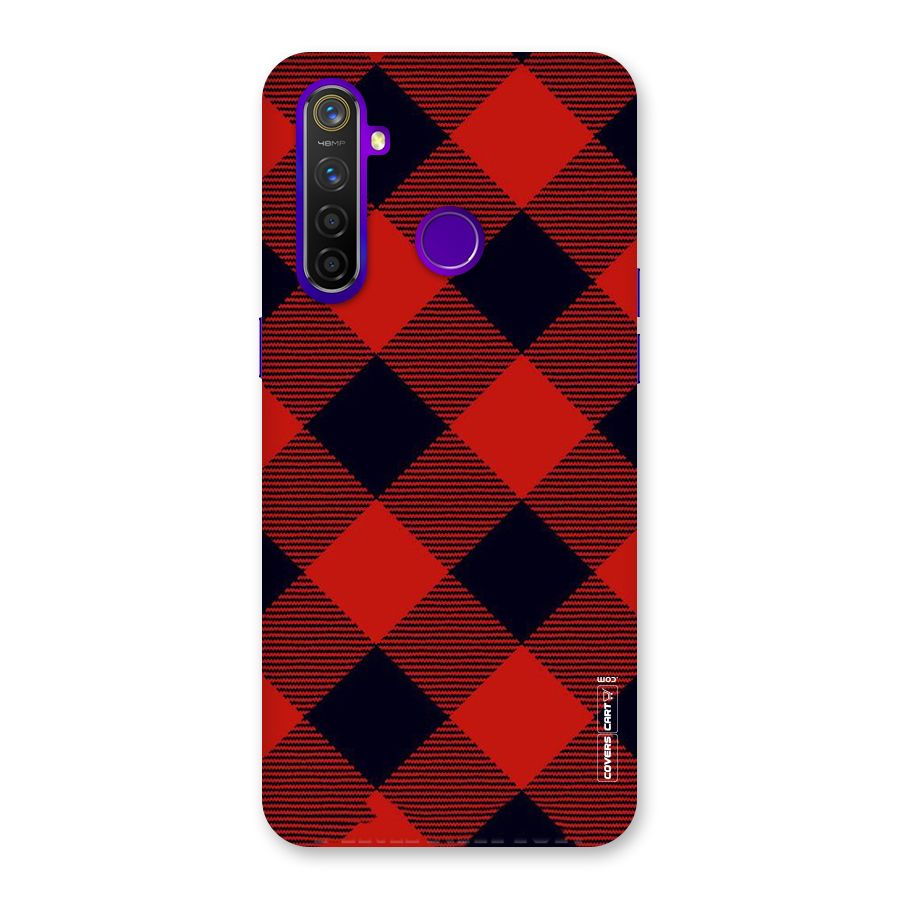 Red Diagonal Check Back Case for Realme 5 Pro