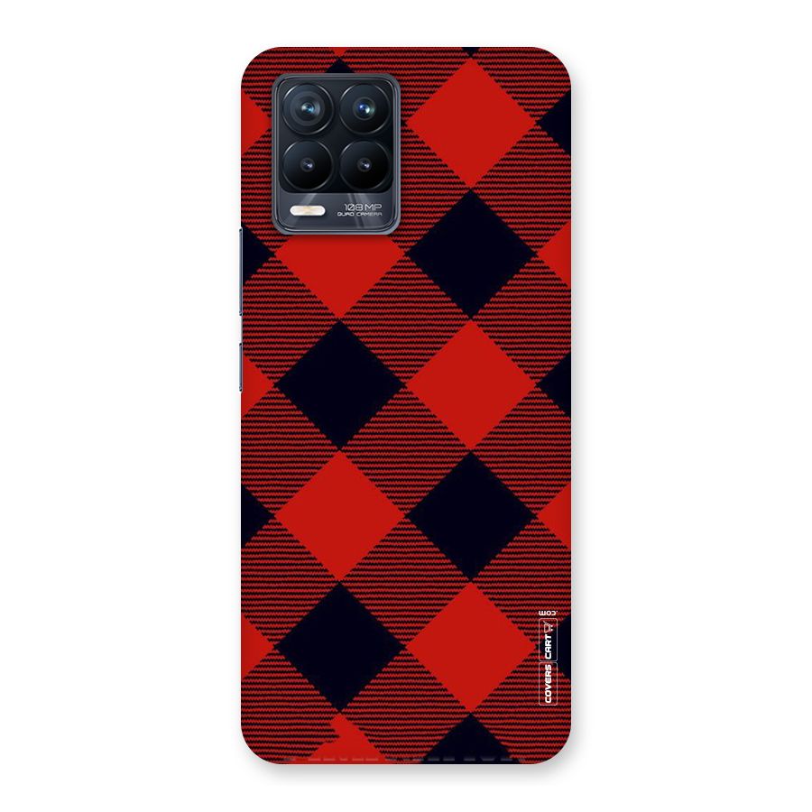Red Diagonal Check Back Case for Realme 8 Pro
