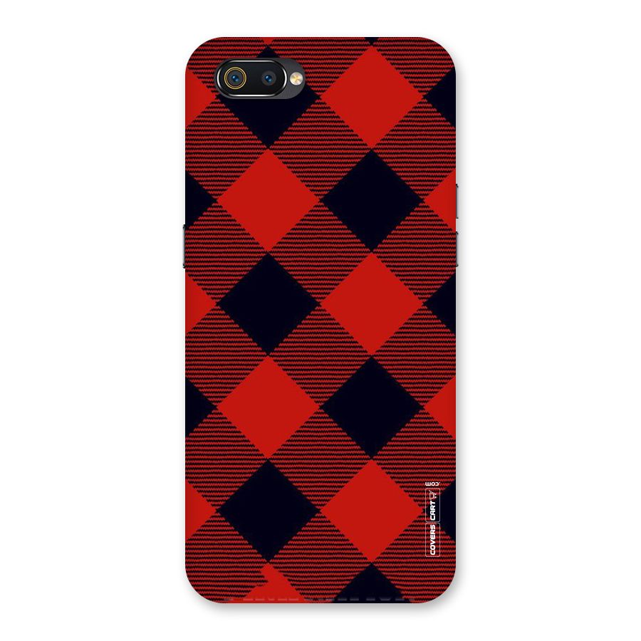 Red Diagonal Check Back Case for Realme C2