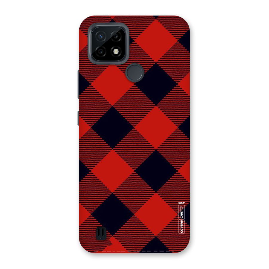 Red Diagonal Check Back Case for Realme C21