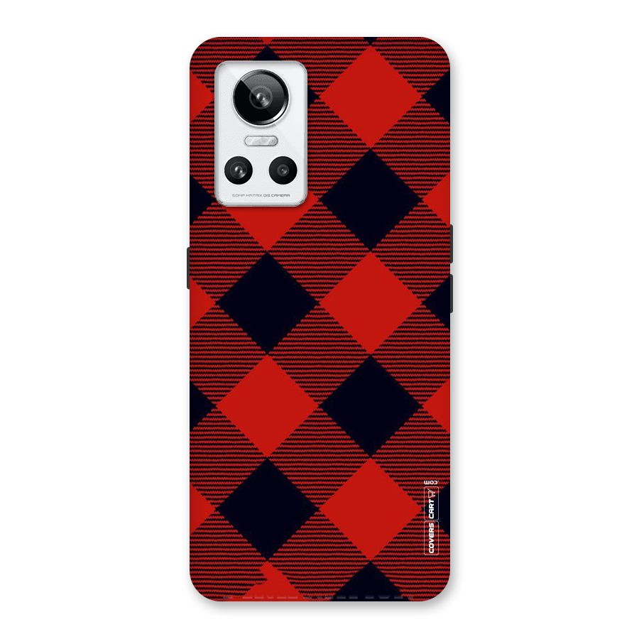 Red Diagonal Check Back Case for Realme GT Neo 3