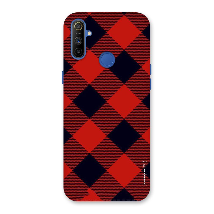 Red Diagonal Check Back Case for Realme Narzo 10A