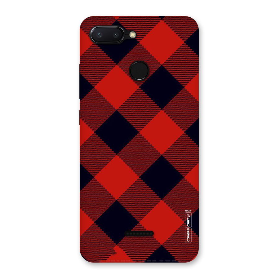 Red Diagonal Check Back Case for Redmi 6