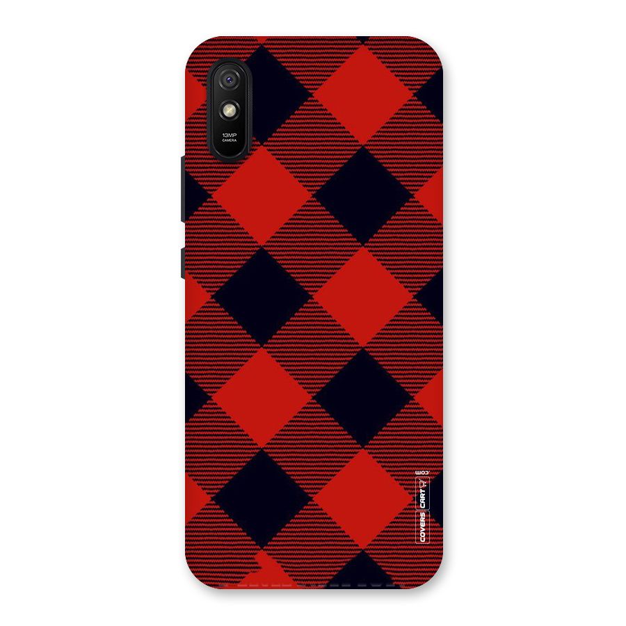 Red Diagonal Check Back Case for Redmi 9A