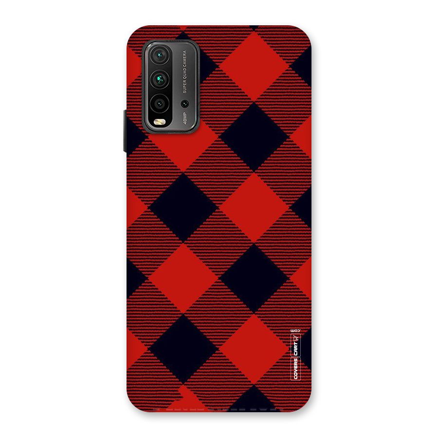 Red Diagonal Check Back Case for Redmi 9 Power