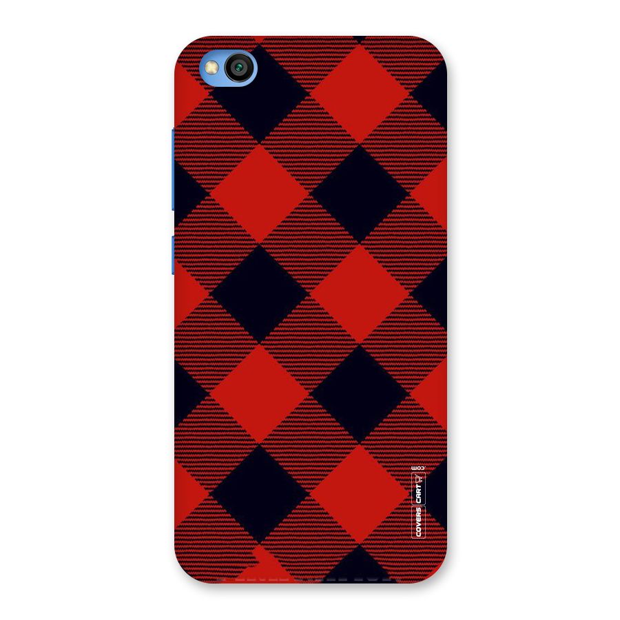 Red Diagonal Check Back Case for Redmi Go